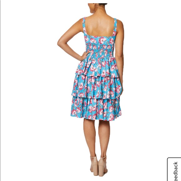 Betsey Johnson ISLAND BLUE FLORAL midi dress 4 - Picture 2 of 8